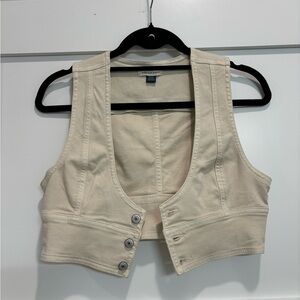 American eagle cream denim crop top